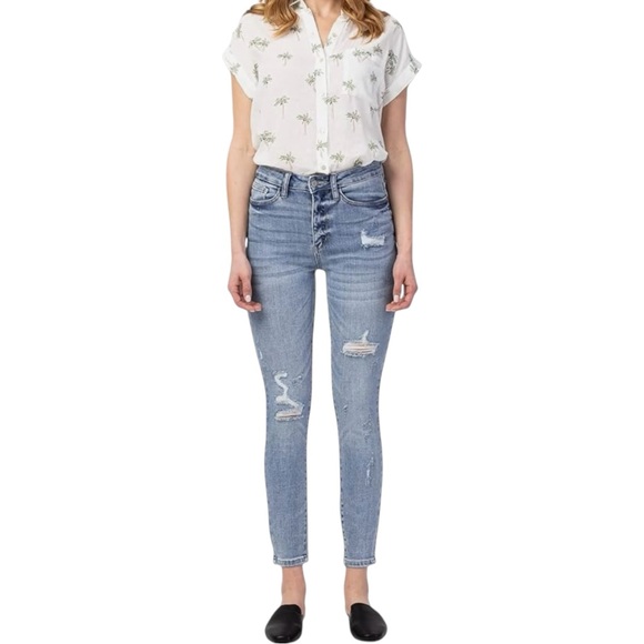 Judy Blue Size 3/26 High Rise Distressed Skinny Jeans - Picture 14 of 16